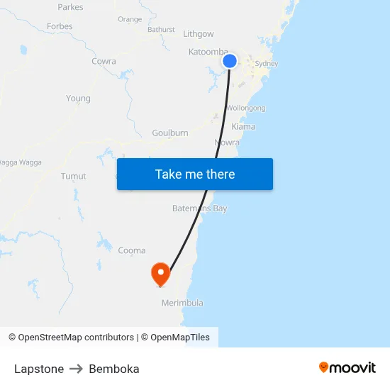Lapstone to Bemboka map