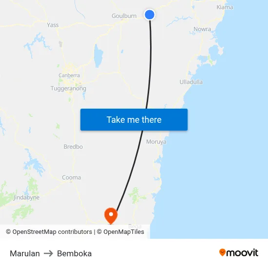 Marulan to Bemboka map