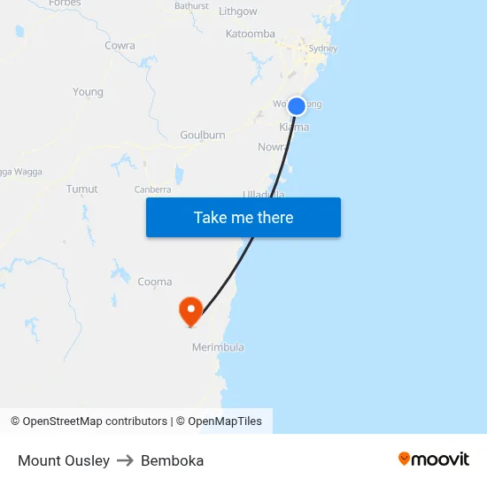 Mount Ousley to Bemboka map