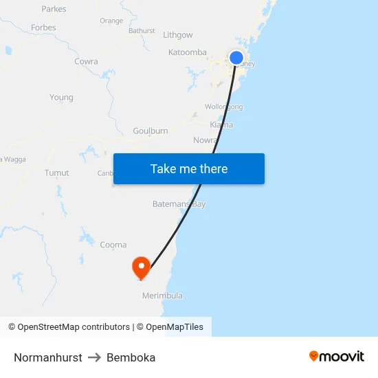 Normanhurst to Bemboka map