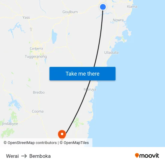 Werai to Bemboka map