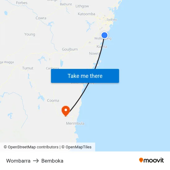 Wombarra to Bemboka map