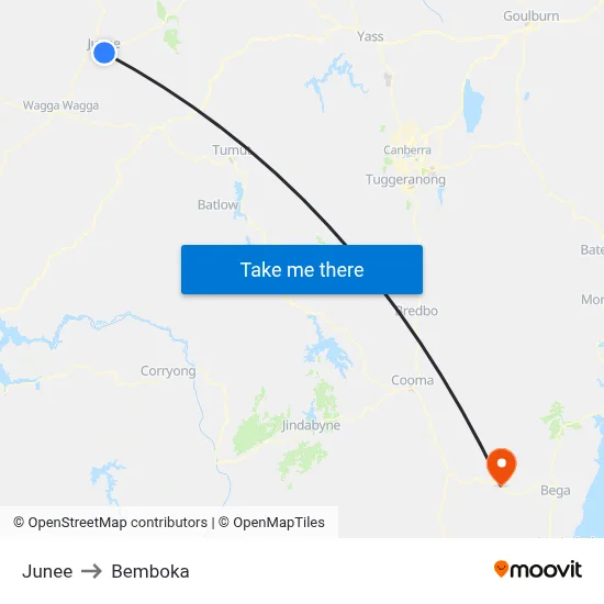 Junee to Bemboka map