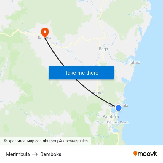 Merimbula to Bemboka map
