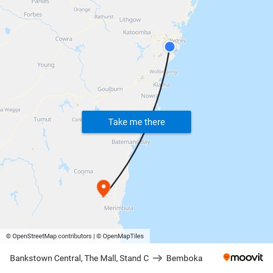 Bankstown Central, The Mall, Stand C to Bemboka map