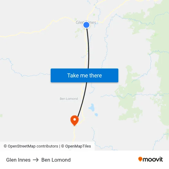 Glen Innes to Ben Lomond map