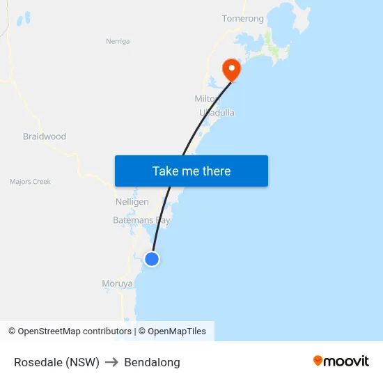 Rosedale (NSW) to Bendalong map