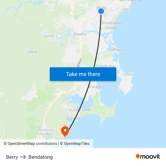 Berry to Bendalong map