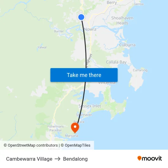 Cambewarra Village to Bendalong map