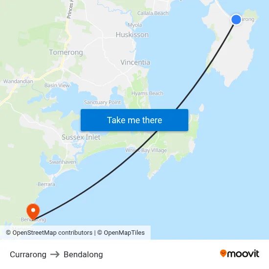 Currarong to Bendalong map