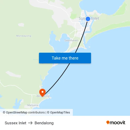 Sussex Inlet to Bendalong map