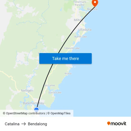 Catalina to Bendalong map