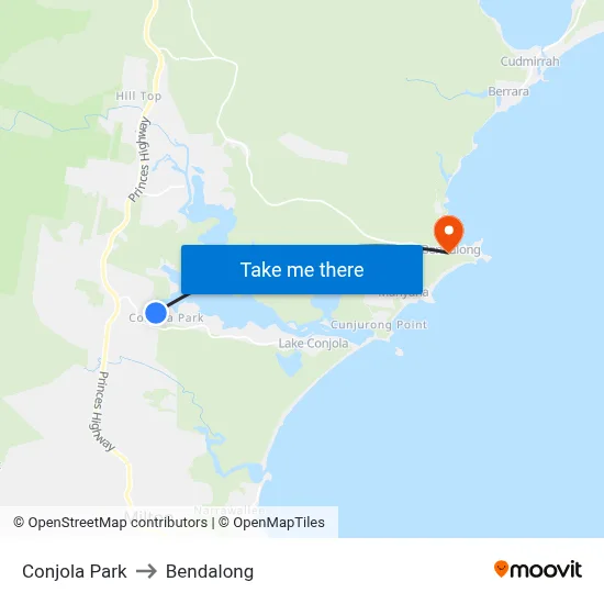 Conjola Park to Bendalong map