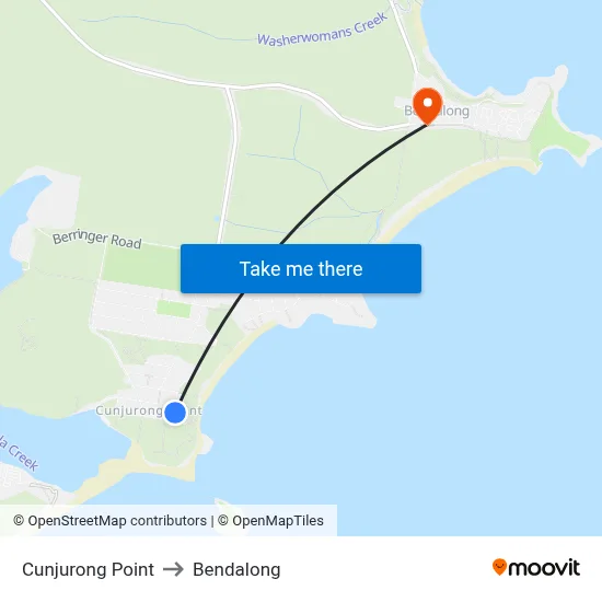 Cunjurong Point to Bendalong map