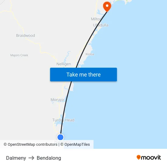 Dalmeny to Bendalong map