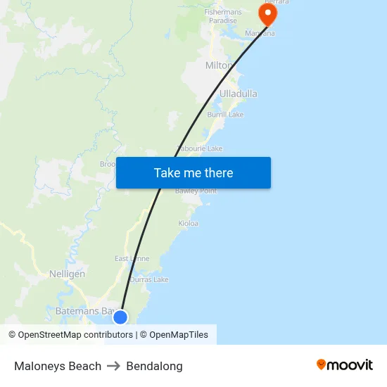 Maloneys Beach to Bendalong map