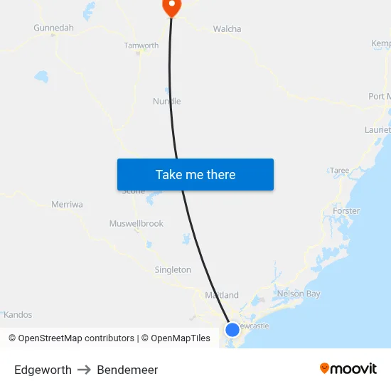 Edgeworth to Bendemeer map