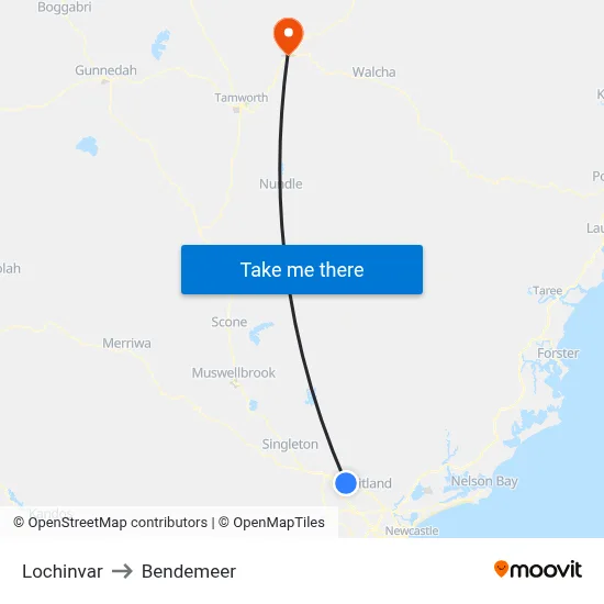 Lochinvar to Bendemeer map