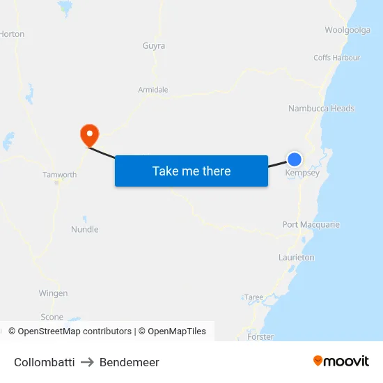 Collombatti to Bendemeer map