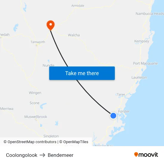 Coolongolook to Bendemeer map