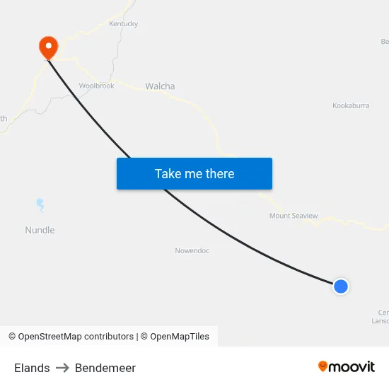 Elands to Bendemeer map
