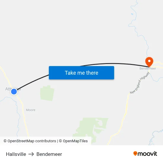 Hallsville to Bendemeer map