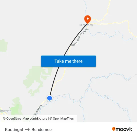 Kootingal to Bendemeer map