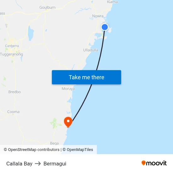 Callala Bay to Bermagui map