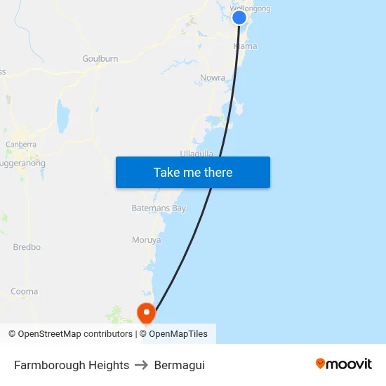 Farmborough Heights to Bermagui map