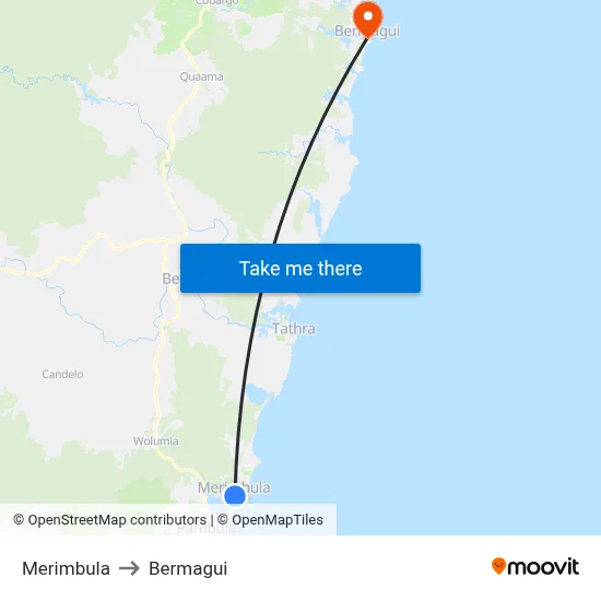 Merimbula to Bermagui map