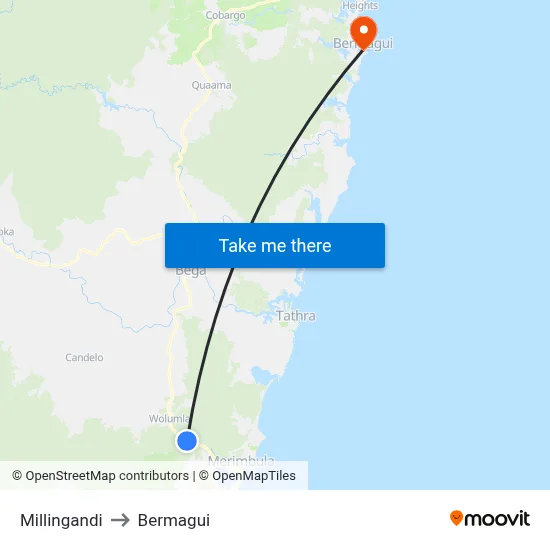 Millingandi to Bermagui map