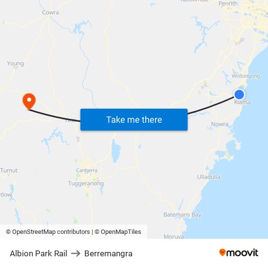 Albion Park Rail to Berremangra map