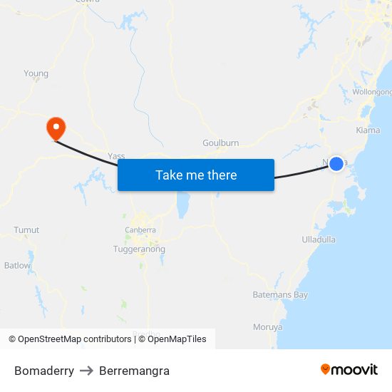 Bomaderry to Berremangra map