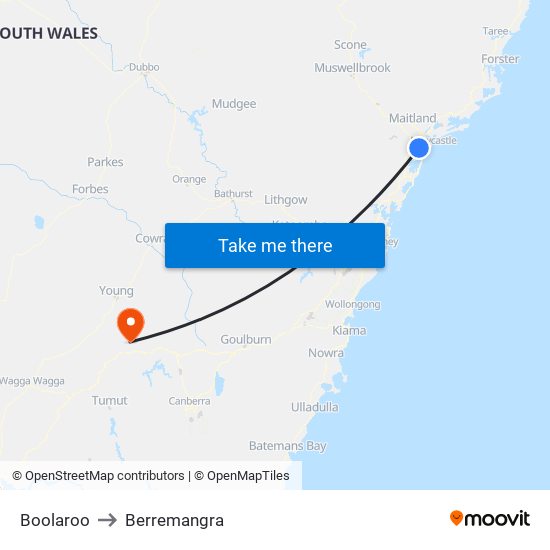 Boolaroo to Berremangra map