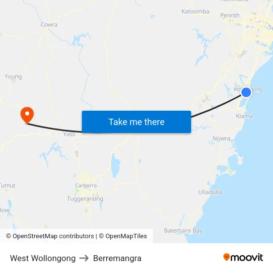 West Wollongong to Berremangra map