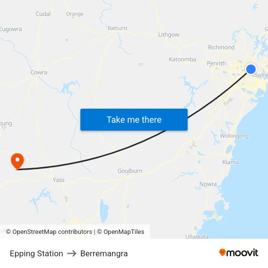 Epping Station to Berremangra map