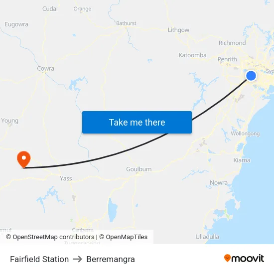 Fairfield Station to Berremangra map