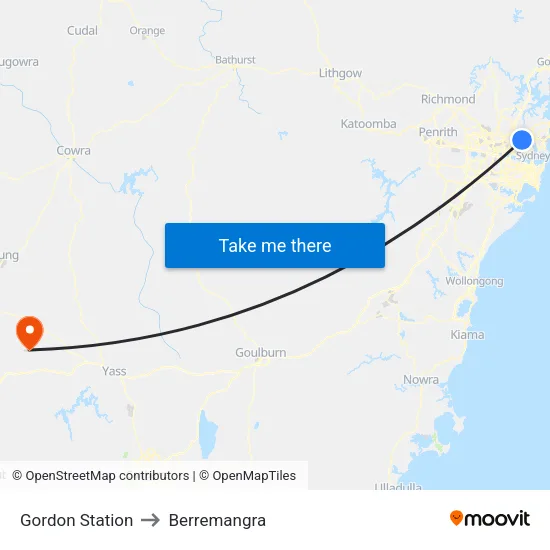 Gordon Station to Berremangra map