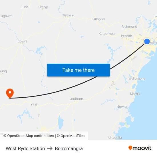 West Ryde Station to Berremangra map