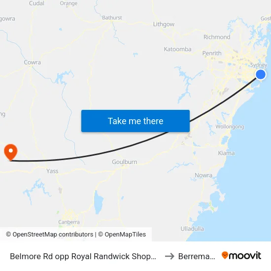 Belmore Rd opp Royal Randwick Shopping Centre to Berremangra map