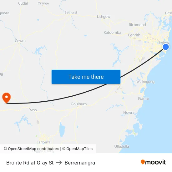 Bronte Rd at Gray St to Berremangra map
