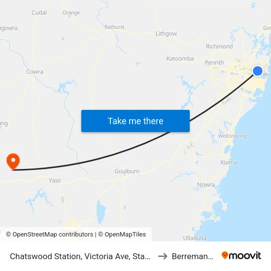 Chatswood Station, Victoria Ave, Stand E to Berremangra map