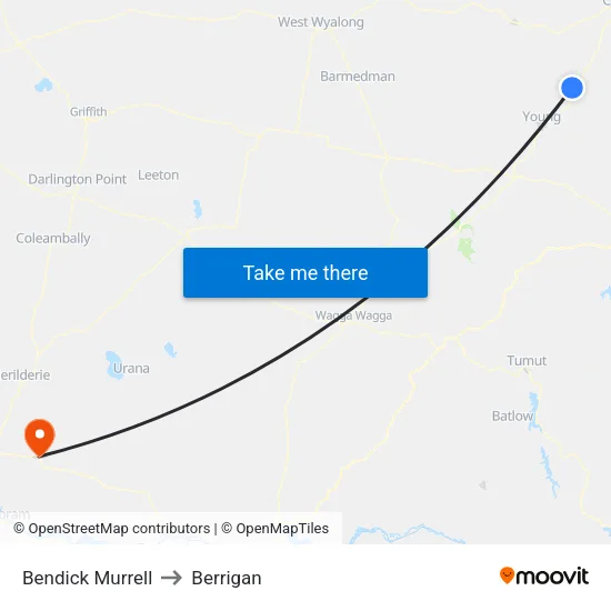 Bendick Murrell to Berrigan map