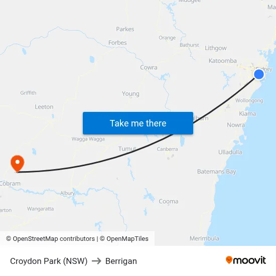 Croydon Park (NSW) to Berrigan map