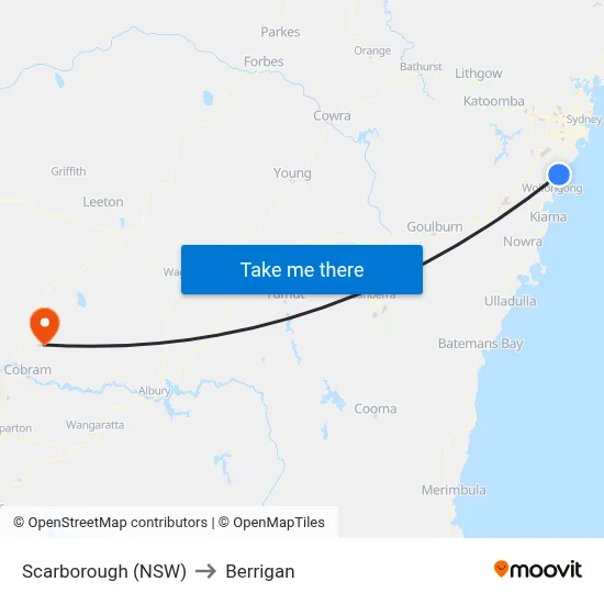 Scarborough (NSW) to Berrigan map
