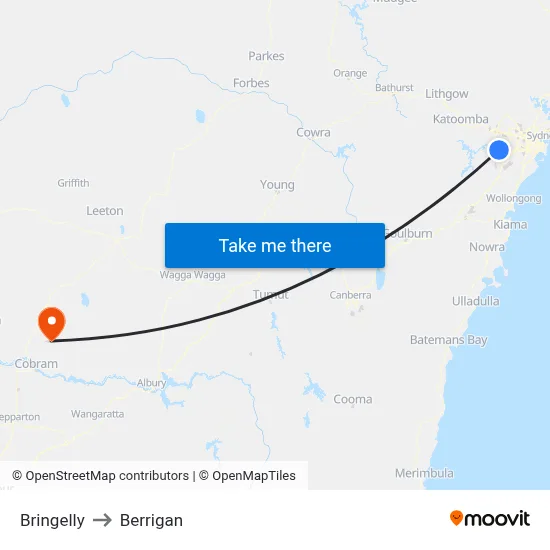 Bringelly to Berrigan map
