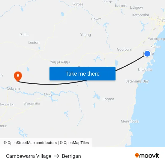 Cambewarra Village to Berrigan map