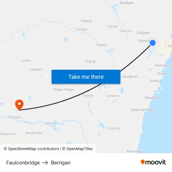 Faulconbridge to Berrigan map