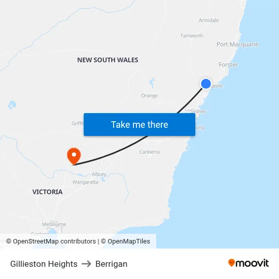Gillieston Heights to Berrigan map