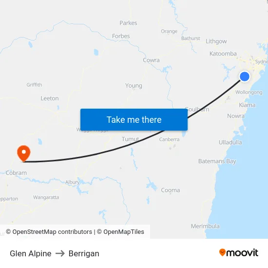 Glen Alpine to Berrigan map